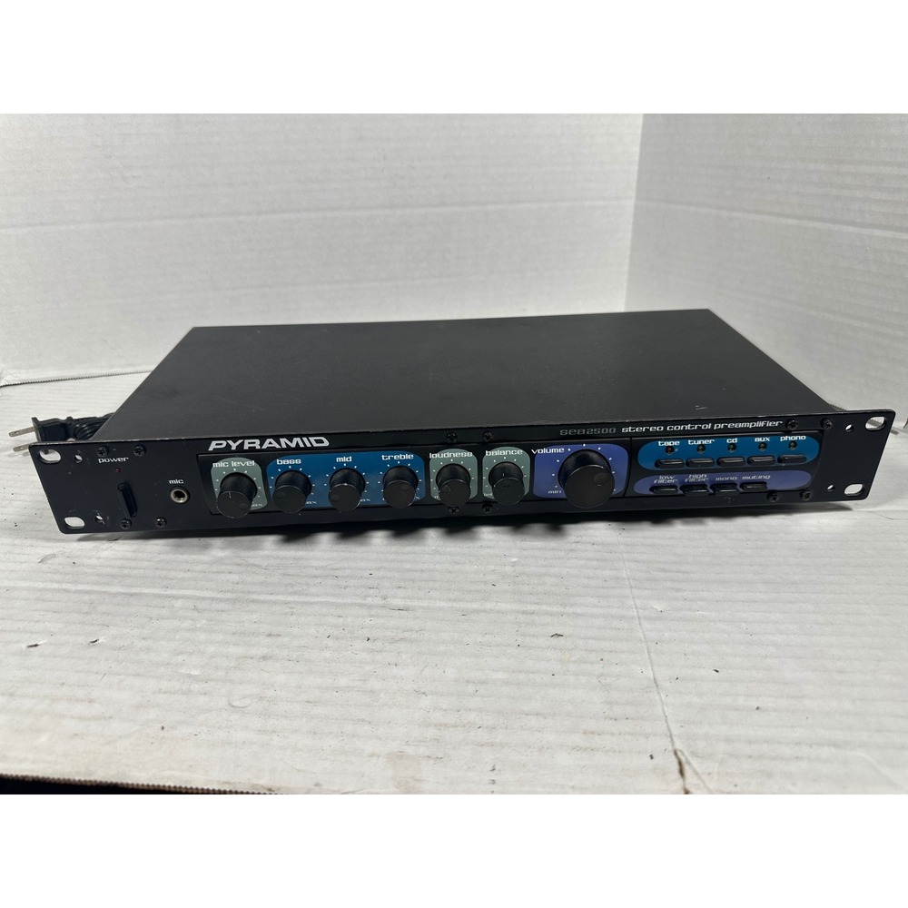 Pyramid SEA2500 Stereo Control Preamplifier Rack Mount Black EQ Mic Input